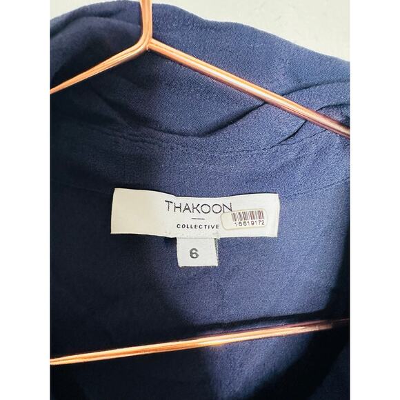 THAKOON COLLECTIVE Navy Short Sleeve Collared Front Button Jumpsuit Size 6 - Picture 9 of 13
